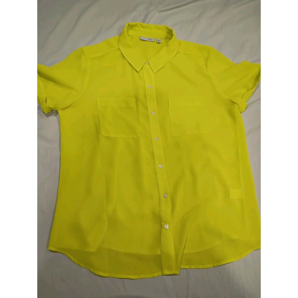 Halogen Electric Green   Neck Short Sleeve Top Petite L Pit  to pit 24”